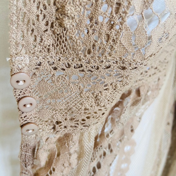 - Boho Lace Flare Sleeve Duster - Taupe - Picture 8 of 13